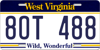 WV license plate 8OT488