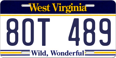 WV license plate 8OT489