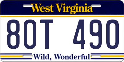 WV license plate 8OT490