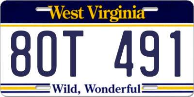WV license plate 8OT491