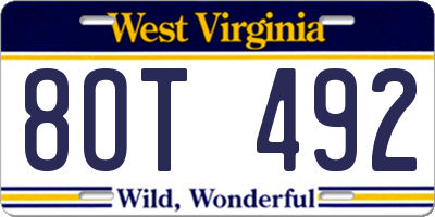 WV license plate 8OT492