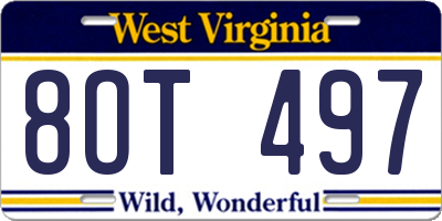 WV license plate 8OT497