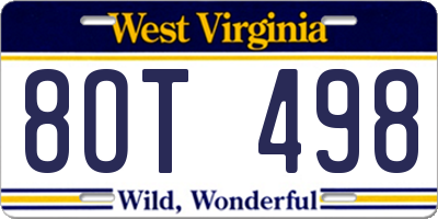 WV license plate 8OT498