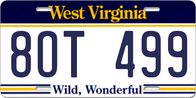 WV license plate 8OT499