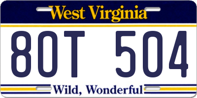 WV license plate 8OT504