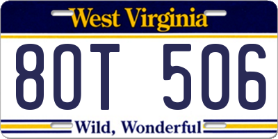WV license plate 8OT506
