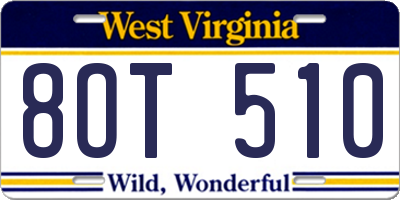 WV license plate 8OT510