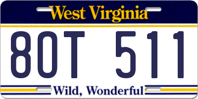 WV license plate 8OT511