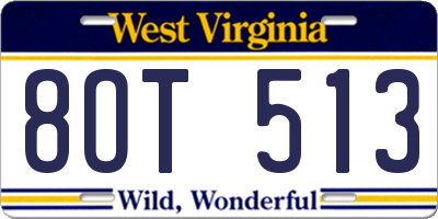 WV license plate 8OT513