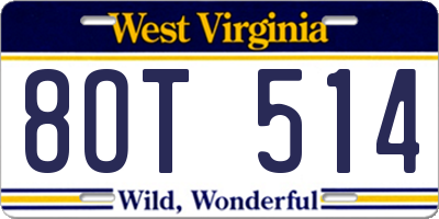 WV license plate 8OT514