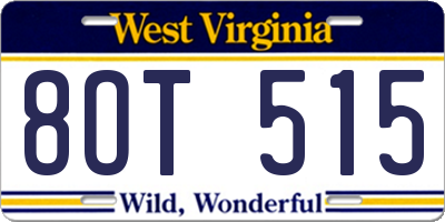 WV license plate 8OT515
