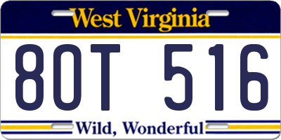 WV license plate 8OT516