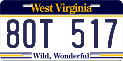 WV license plate 8OT517