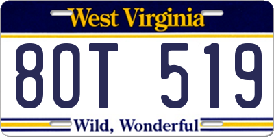 WV license plate 8OT519