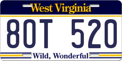WV license plate 8OT520
