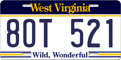 WV license plate 8OT521