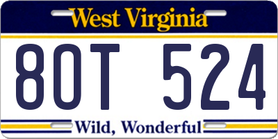 WV license plate 8OT524