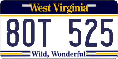 WV license plate 8OT525