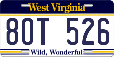 WV license plate 8OT526