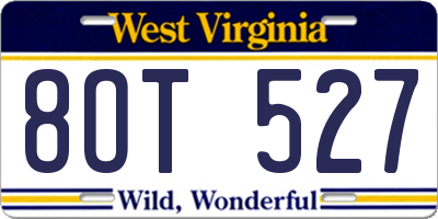 WV license plate 8OT527