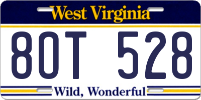 WV license plate 8OT528