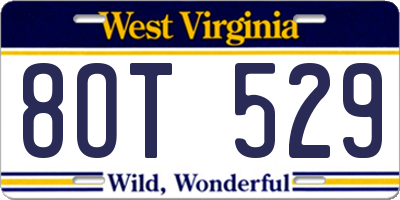 WV license plate 8OT529