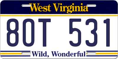 WV license plate 8OT531