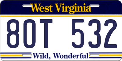WV license plate 8OT532