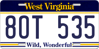 WV license plate 8OT535