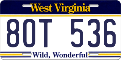 WV license plate 8OT536