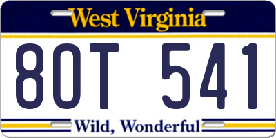 WV license plate 8OT541