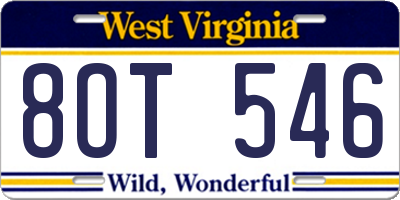 WV license plate 8OT546