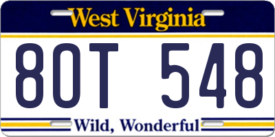 WV license plate 8OT548