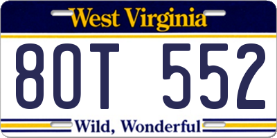 WV license plate 8OT552