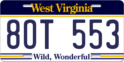 WV license plate 8OT553