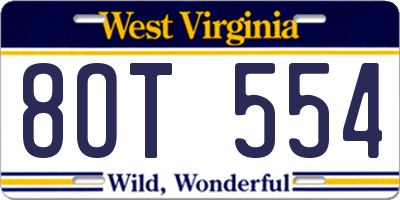 WV license plate 8OT554