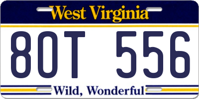 WV license plate 8OT556