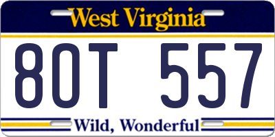 WV license plate 8OT557