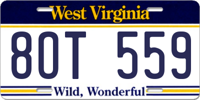 WV license plate 8OT559