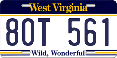 WV license plate 8OT561
