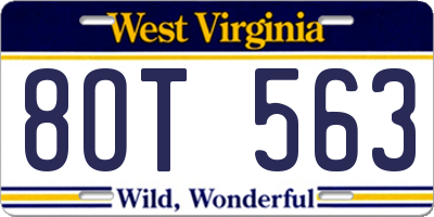 WV license plate 8OT563