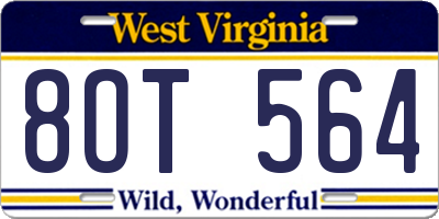 WV license plate 8OT564