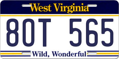 WV license plate 8OT565