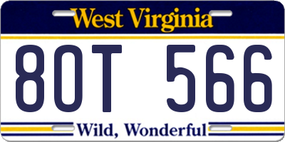 WV license plate 8OT566
