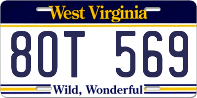 WV license plate 8OT569