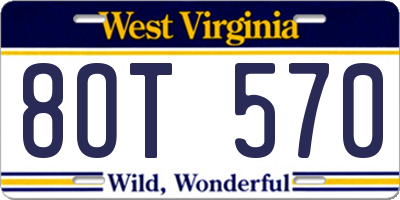 WV license plate 8OT570