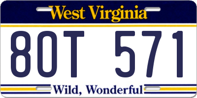 WV license plate 8OT571