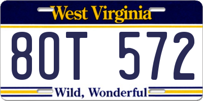 WV license plate 8OT572