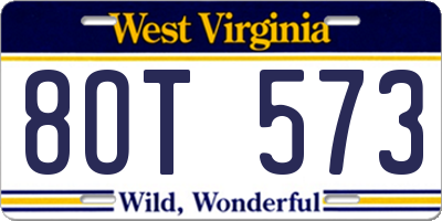 WV license plate 8OT573