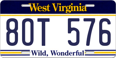 WV license plate 8OT576